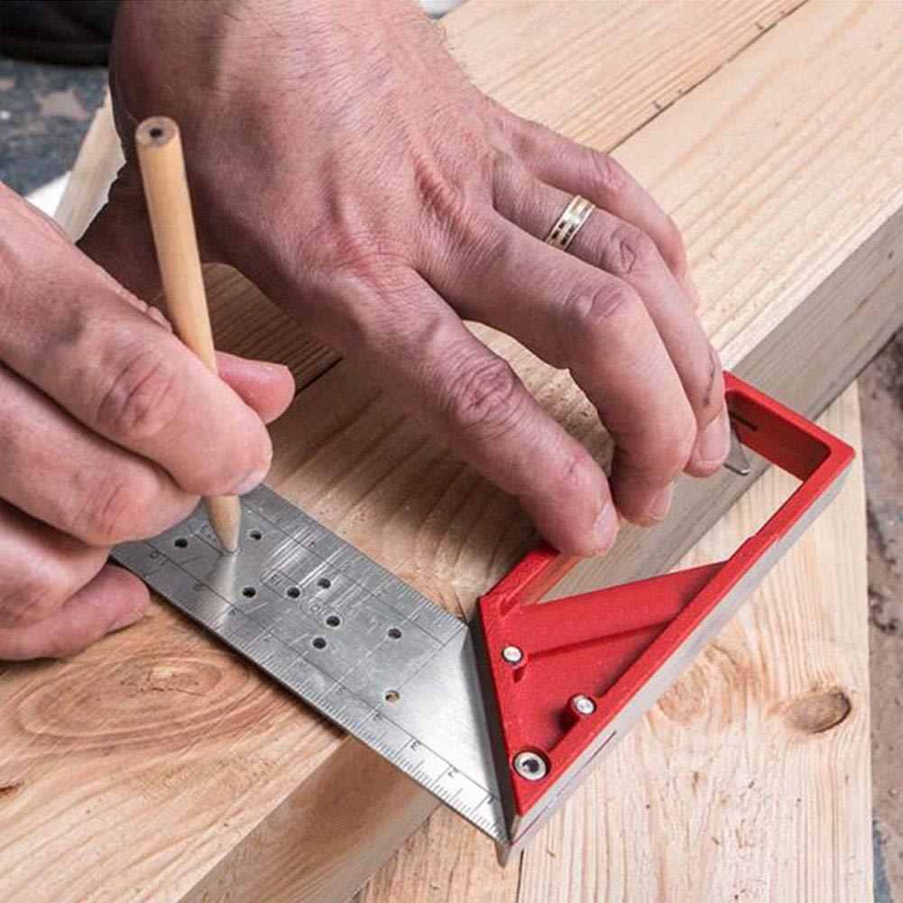 Quadratisches Lineal aus Edelstahl für die Holzbearbeitung, 45 Grad, 90 Grad, Zimmereiwerkzeug mit mehreren Winkeln(40CM )