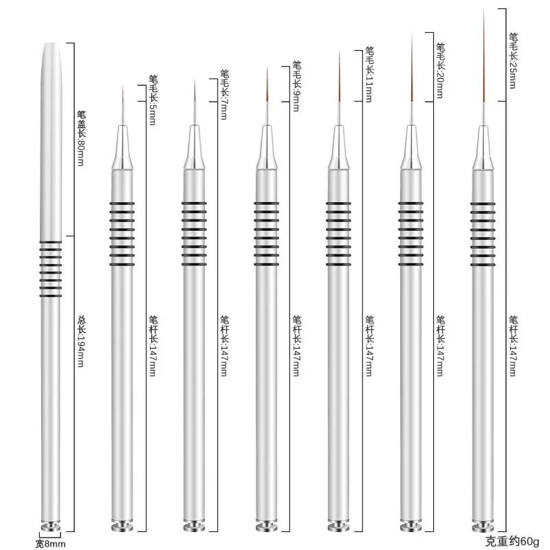 Nails Art Liner Brushes Elongated Lines Striping Drawing Painting  6/9/12/15/18/25mm Nail Design Pen Professional Manicure Tool