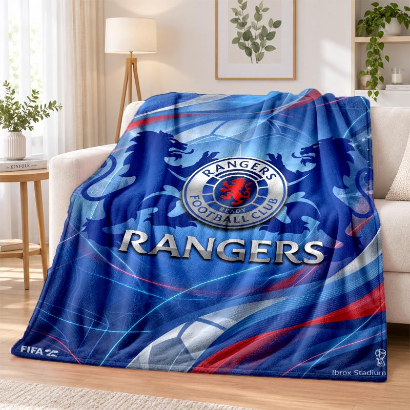 Rangers FC Printed Flannel Blanket Warm Comfort Bed Throw For Indoor Home Decoration