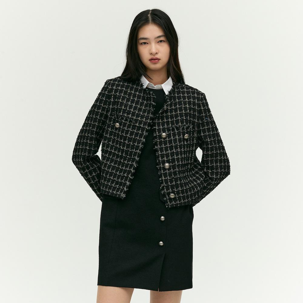 Ebm Yuvarlak Tweed Tek Ceket Emp2Wjk020