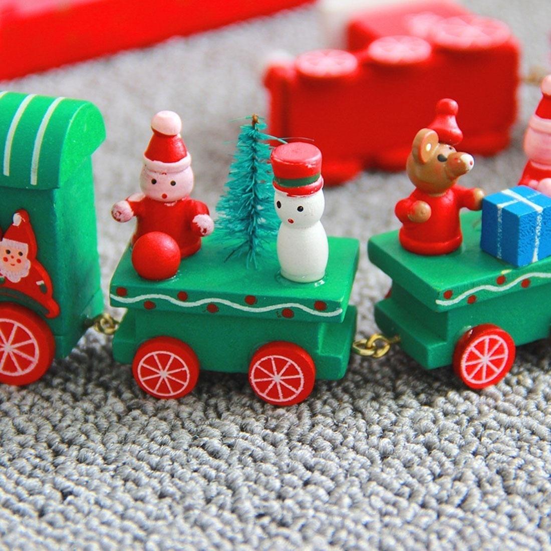 

Прекрасное рождественское украшение для дома, маленький поезд, декор в виде деревянного поезда, рождественские украшения, новогодние принадлежности зелёный