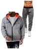 Men's European Size 220g Zip-Up Hoodie and Sweatshirt with Double Pockets - Sporty Casual Set