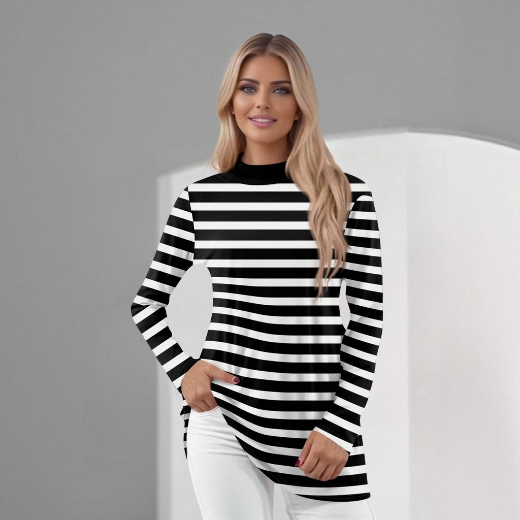 Women's Daily Casual Long Sleeve Mid Collar Top