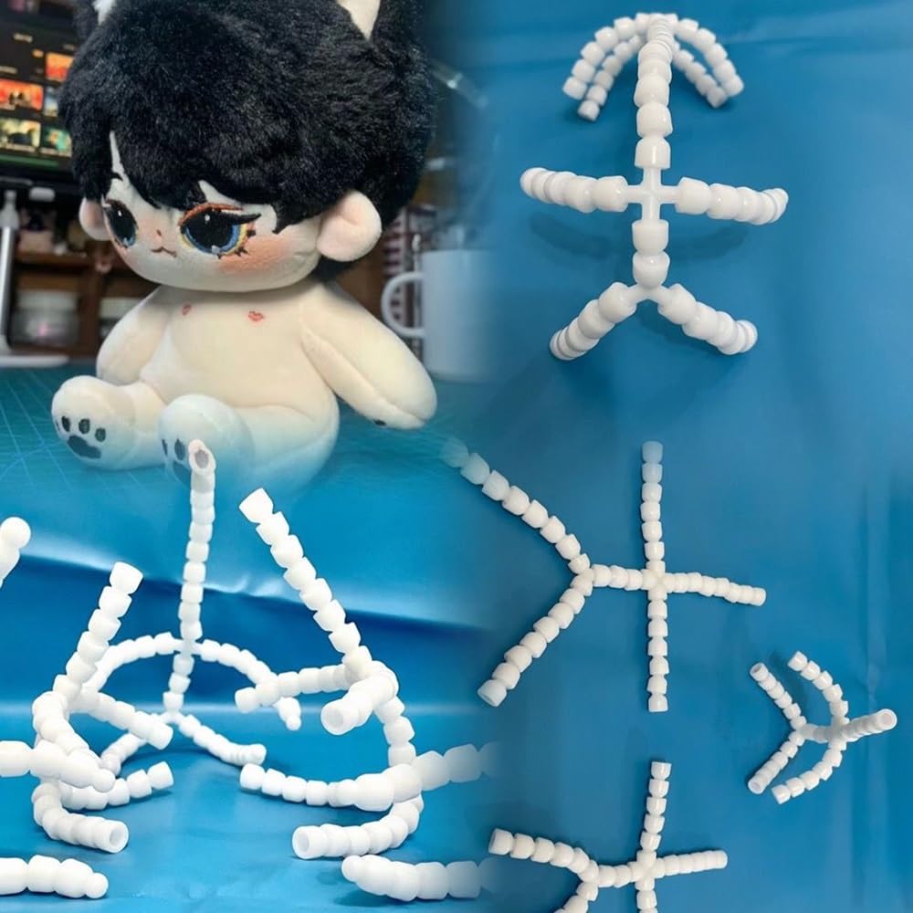 DIFEIUKI Toy Skeleton Set of 4 Plush Toy Bones, Movable Posable Standing and Sitting Positions, Handmade Custom Toy Skeletons, Stuffing Activity,
