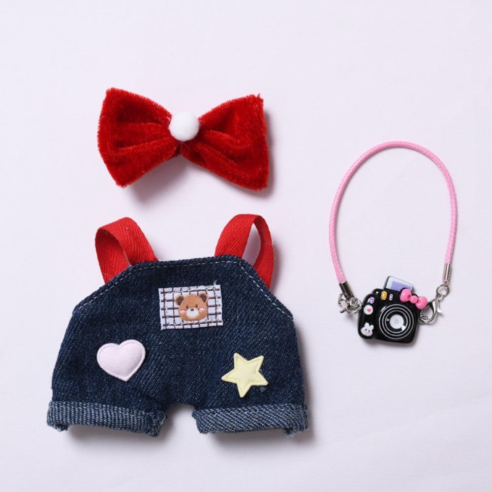 

Джинсовый комбинезон Сидящий Labubu Время Ткани 17 см Плюшевая Кукла Одежда Хлопковая Кукла Аксессуары Style 1