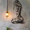 Modern Black Metal Kneeling Woman Wall Art Sculpture Home Decor Gift