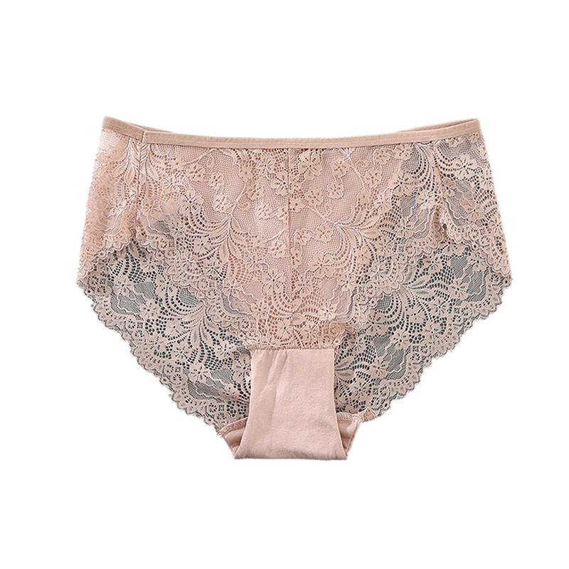 Женские Большие Размеры Сетчатые Кружевные Трусики с Высокой Талией, Дышащие Трусы L розовый