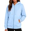 Felpa con cappuccio da donna con zip intera, felpa casual a maniche lunghe con cappuccio e tasche, top morbido e leggero con coulisse