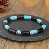Men’s Turquoise Wood Bead Elastic Bracelet