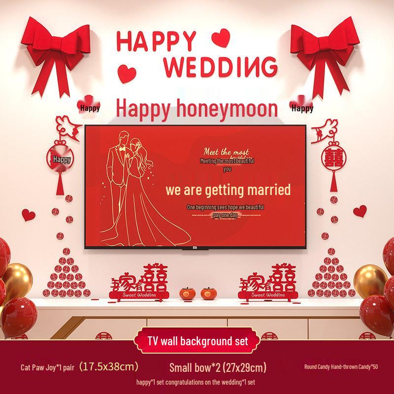 Double Happiness Wedding Room Decoration Set for New Homes - Living Room & TV Wall Decor