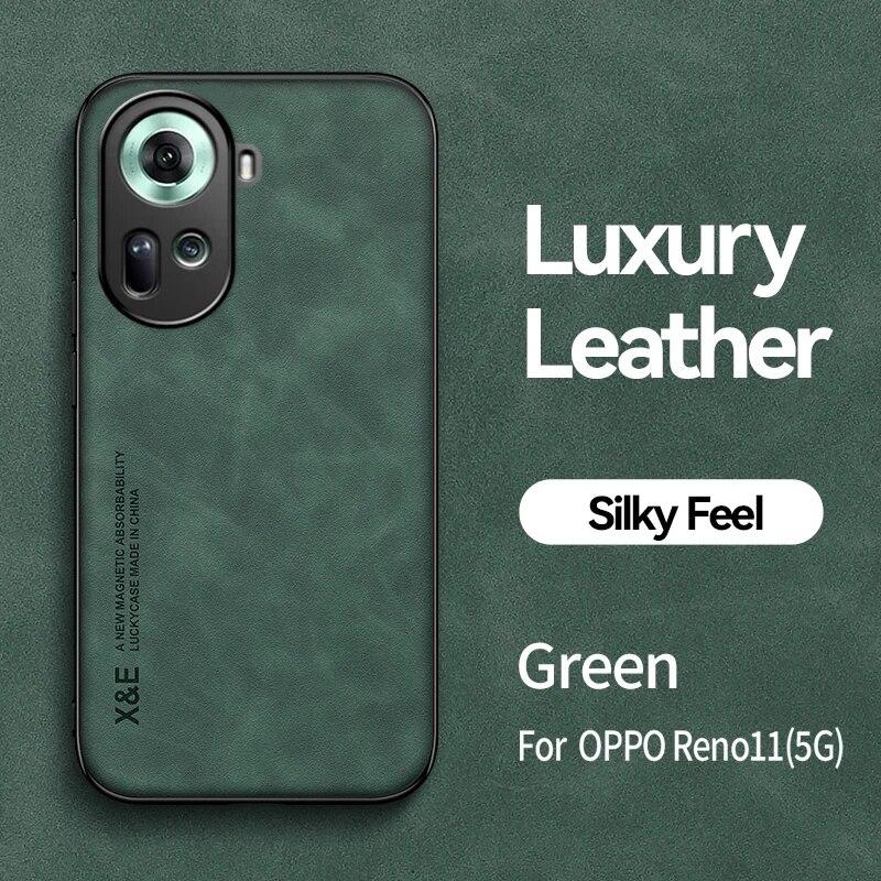 

KEYSION Роскошный кожаный чехол для OPPO Reno11 Pro 5G Мягкий силиконовый + противоударный чехол для задней панели телефона из ПК для OPPO Reno 11 Pro 10 Pro 5G for Reno11 Pro 5G зелёный