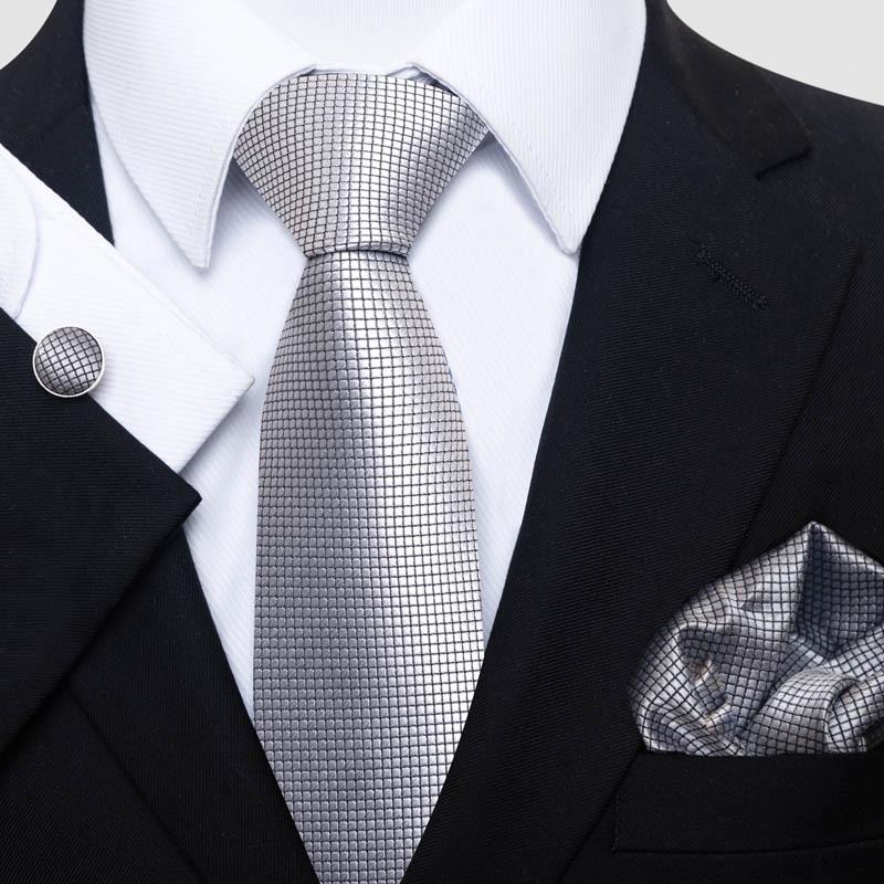 Men's Business Formal Tie Set: Includes Tie, Pocket Square & Cufflinks for Evening Parties. Fashionable & Popular.