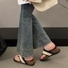 Casual vacation retro slope heel flip-flops women's summer wear 2025 new with skirt heightening cool slippers