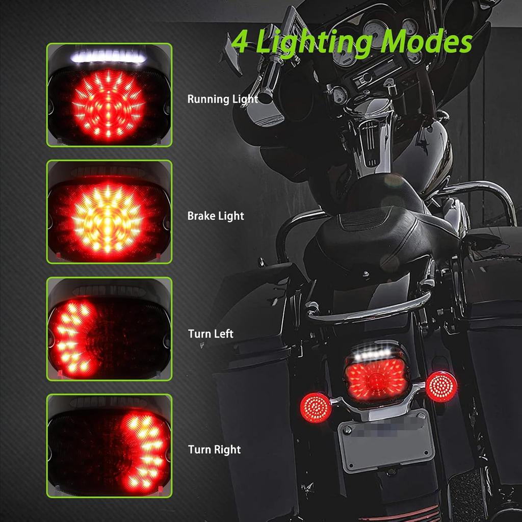 Motorcycle Led Tail Light LED Brake Turn Signal Rear Light Low Profile Taillights Compatible with Dyna Sportster 883 1200 Road King (Smoked)