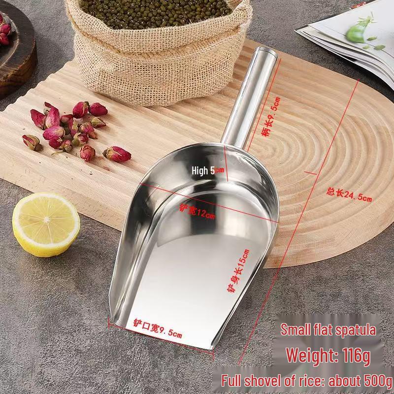 Stainless Steel Multi-purpose Flat Bottom Ice Shovel for Grain, Flour, Sugar, Tea, and Feed