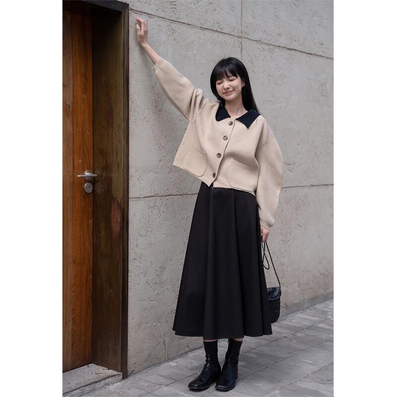 Lu Xiangnan Xixi Girl Black A-Line Midi Skirt