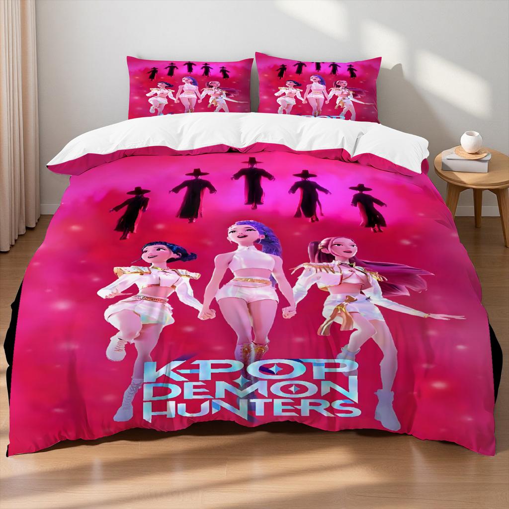 KPOP Lovci démonů Ložní souprava Queen King Size EU Jednolůžko Přikrývka Povlak na přikrývku Sady s povlaky na polštáře Pro dívky K narozeninám