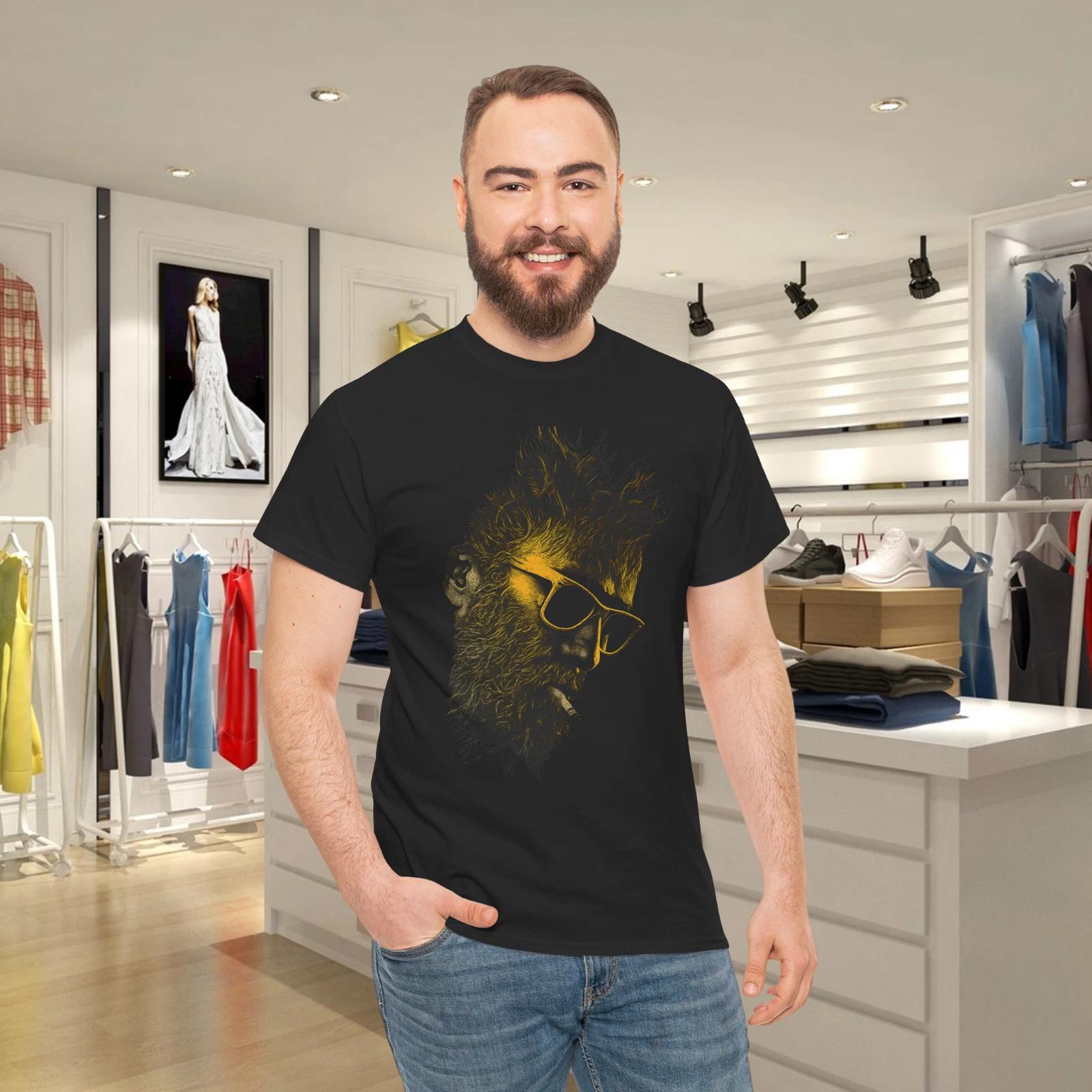 Bearded Man with Sunglasses Artistic Graphic T- Shirt S