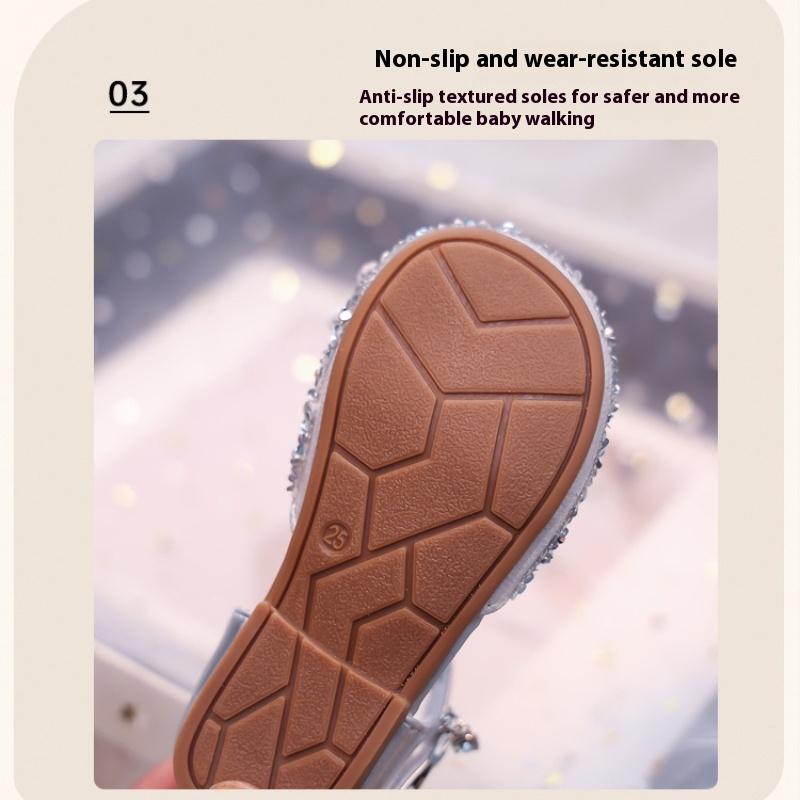 Summer new girls fashion rhinestones sweet and comfortable soft-soled leather shoes