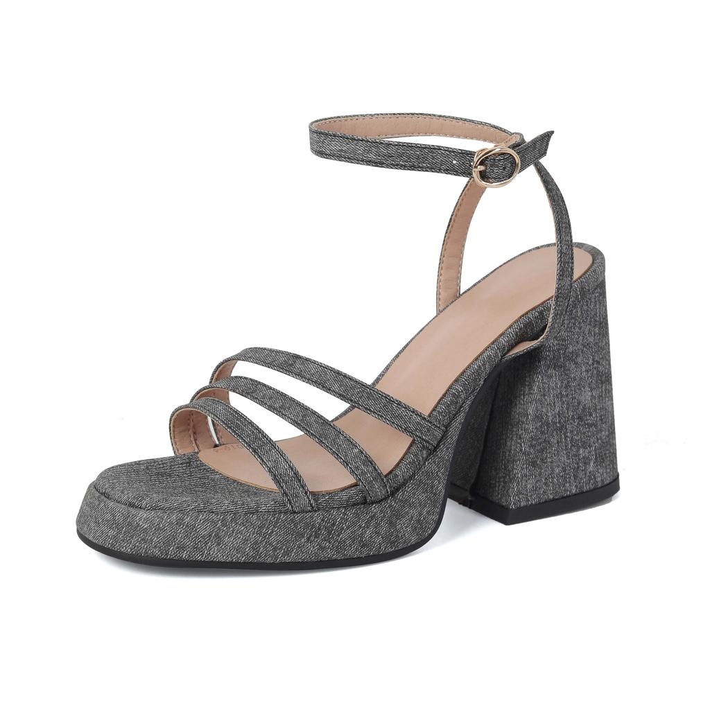 Krazing Pot Polyurethane Summer Size 43 Women Platform Super High Heels Women Peep Toe Ankle Straps Waterproof Sandals