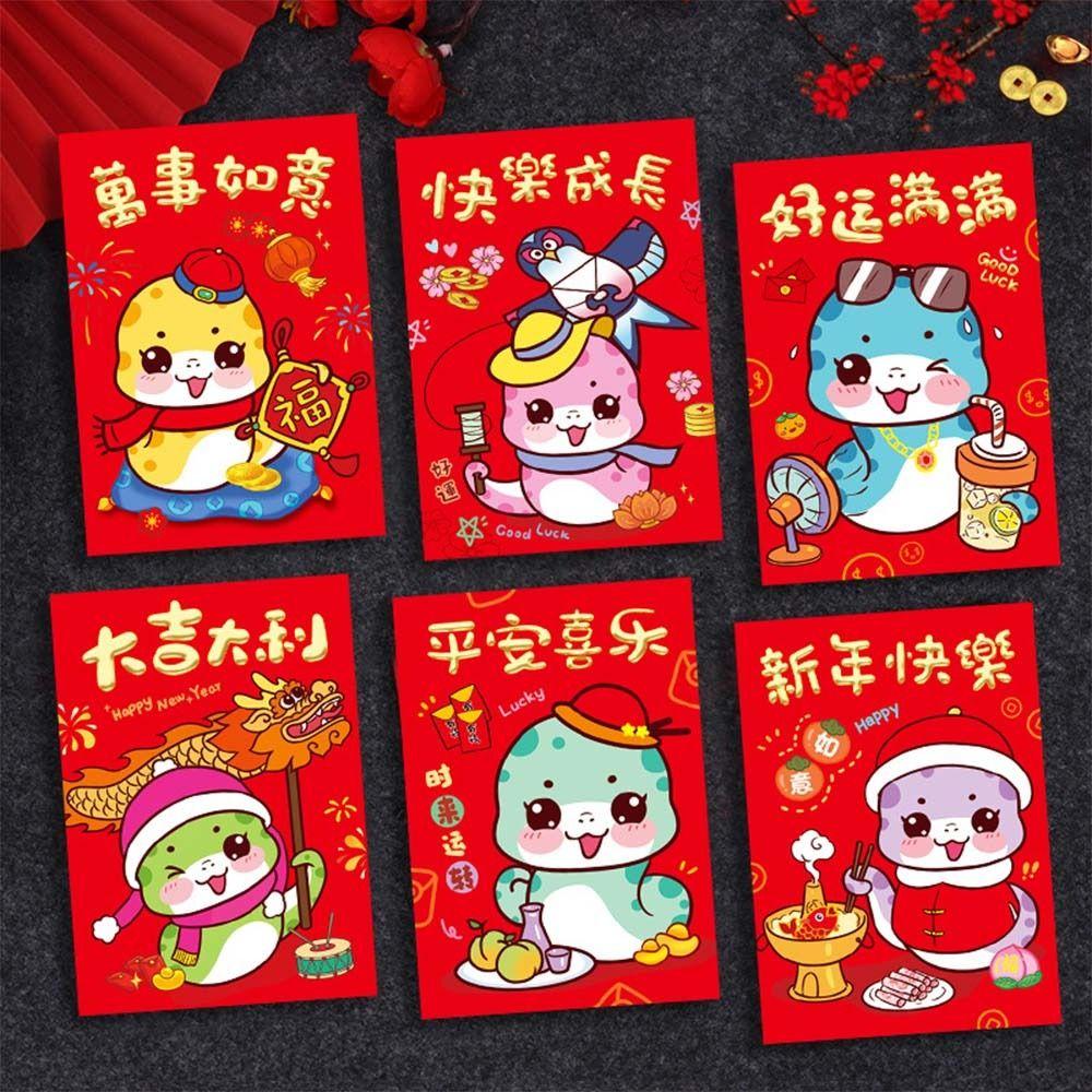 6pcs Hongbao Chinese New Year Money Bag Traditional Money Packet Good Luck Red Pocket  Bonus