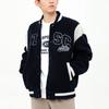 Anta Lifestyle Serie Buchstaben Farbblock Einreiher Dickes Langes Ärmel Baseballjacke Unisex Jacken Tiefblau 152348710-2
