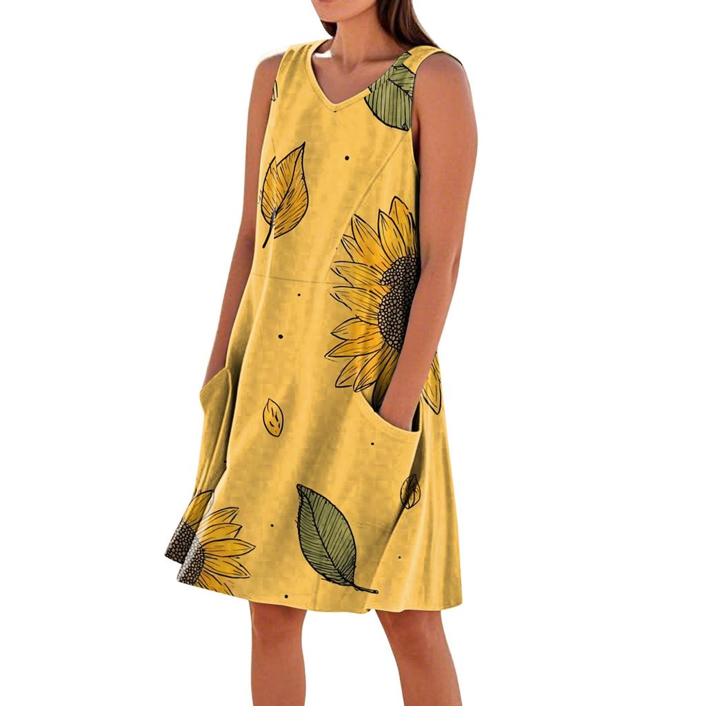 Summer Dresses for Women 2026 Casual Floral Dress Sleeveless Midi Dresses for Women Graduation Dress Suitable for Women
