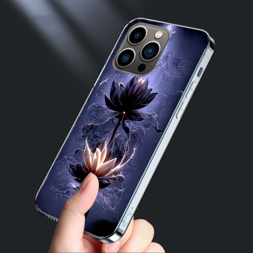Buddhist Fire Lotus Phone Case For Iphone 16E 15 Pro 14 Plus 17E 16 17 Pro Max Air 11 12 13 Mini Shockproof Capa Cute Cover T