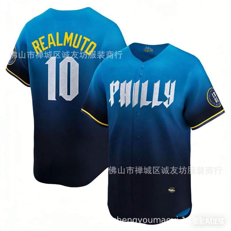 Embroidered Baseball Jersey Cap Philadelphia Phillies J.T. Realmuto 10 Blue Unisex Fan Hat Fall Winter