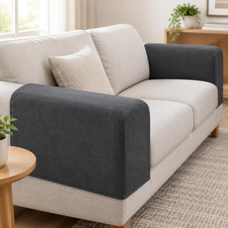 2PCS Elastic Armrest Covers For Sofas Couch Nonslip Design Fit Most Furniture Sofa Arm Slipcovers Arm Chair Protectors