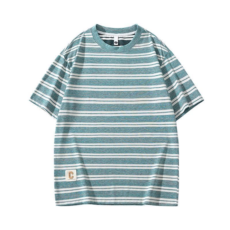 

Kunhai Pengyun Мужская полосатая футболка с коротким рукавом, летняя, свободного кроя, трендовая, в японском стиле XL синий