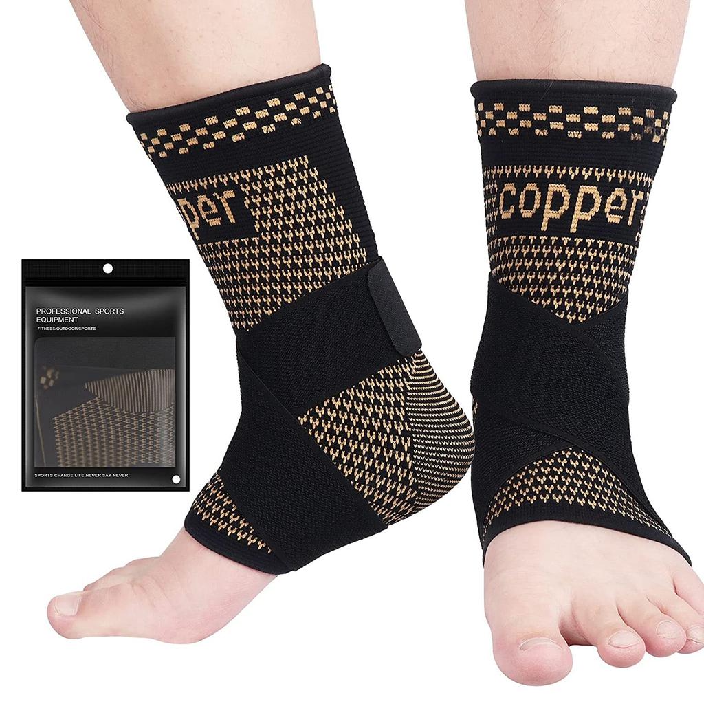 Copper Ion Ankle Braces Basketball Sports Pressurized Straps Knitted Ankle Braces Cycling Ankle Joint Protection Copper Fiber Ankle Braces