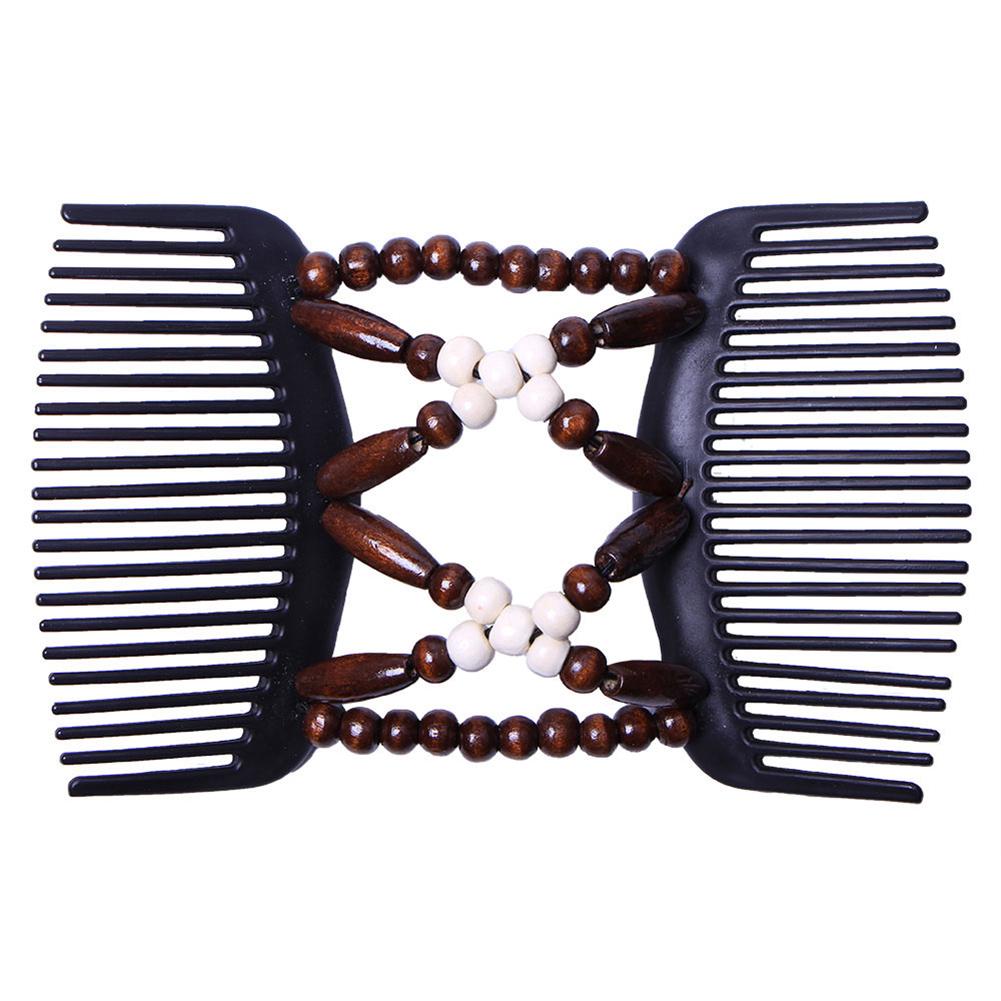 Accessorio per pettine con clip per capelli, copricapo da donna con doppio cursore, perline di legno