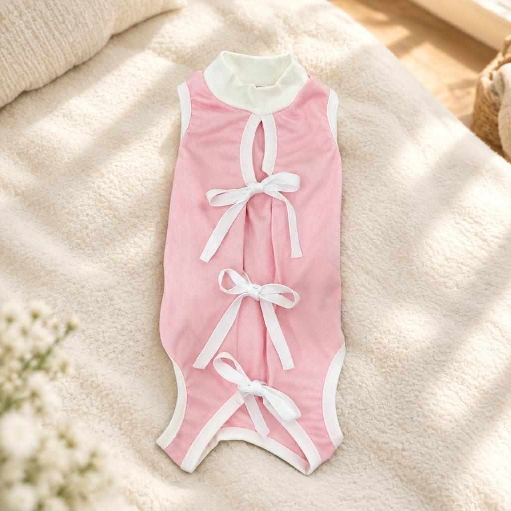 Pet Clothing AntiLicking Sleeveless Cat Recovery Garment with Tie Closures Safeguarding
