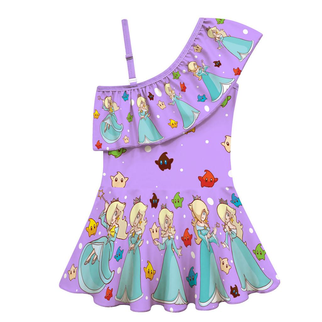 20885 Kids Girls Princess Rosalina Anime Print One-piece Swimsuit Swimwear 100cm фиолетовый