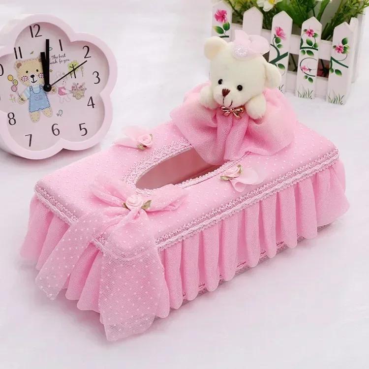 Rectangle Cloth Plastic Tissue Box Home Living Room Dining Table Decorate Lace European Style Originality Tissue Storage Boxes