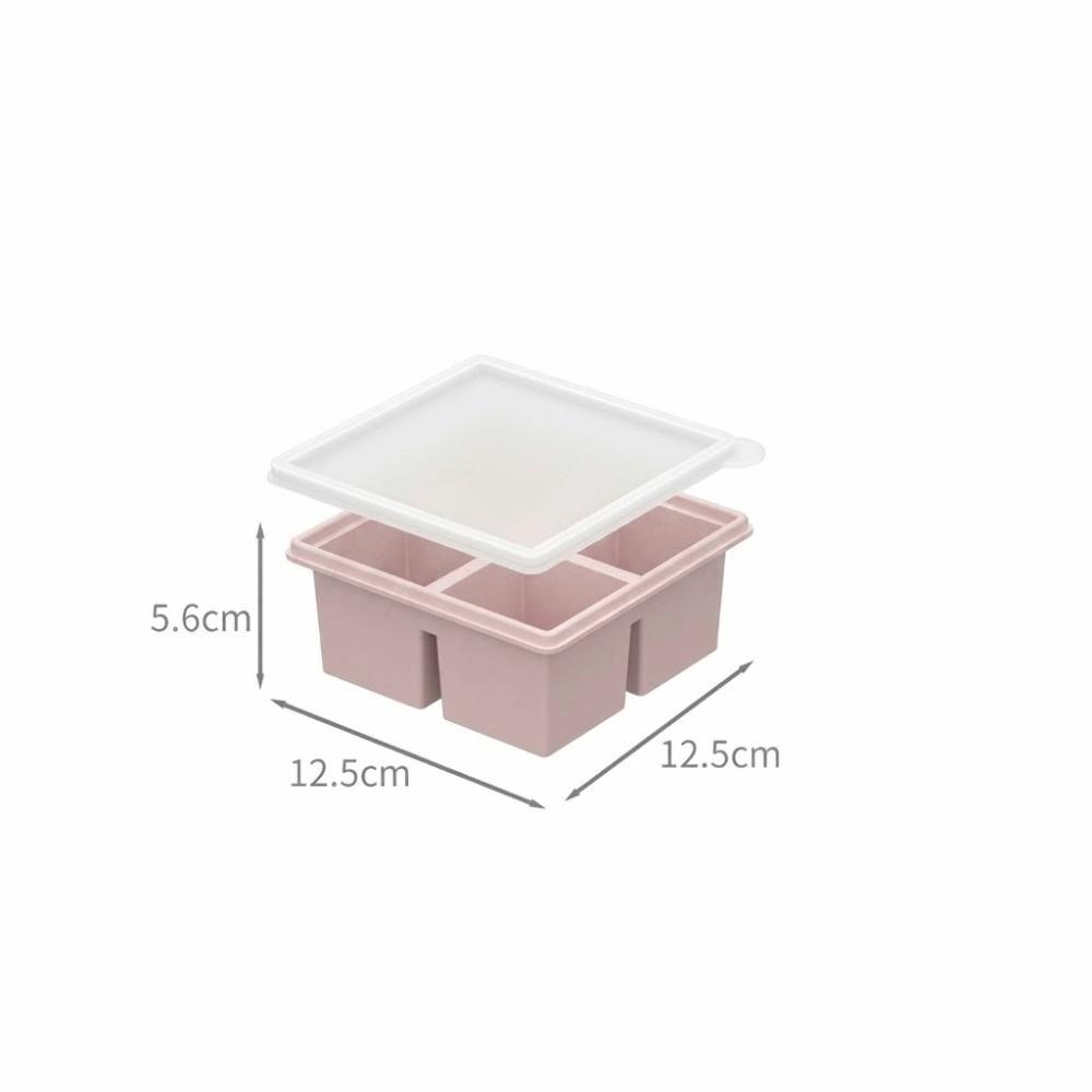 With Lid Ice Cube Tray Independent Grid Ice Cube Maker Silicone Ice Mold 4/6/8 Grid Options 4 Grids-Pink