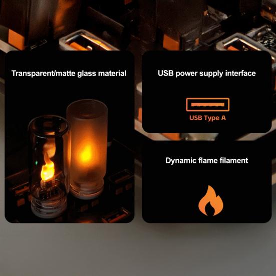 USB Flame Night Light with Touch Control Realistic Flickering LED Candle for Home Car