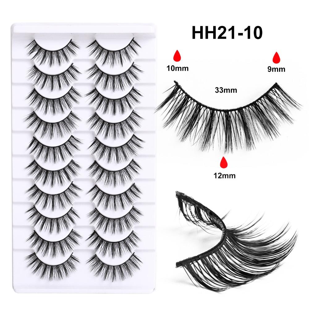 10 Pairs Fluffy Thick 3D Faux Mink Lash Glue Version Full Strip Lashes  Eye Lash Extension