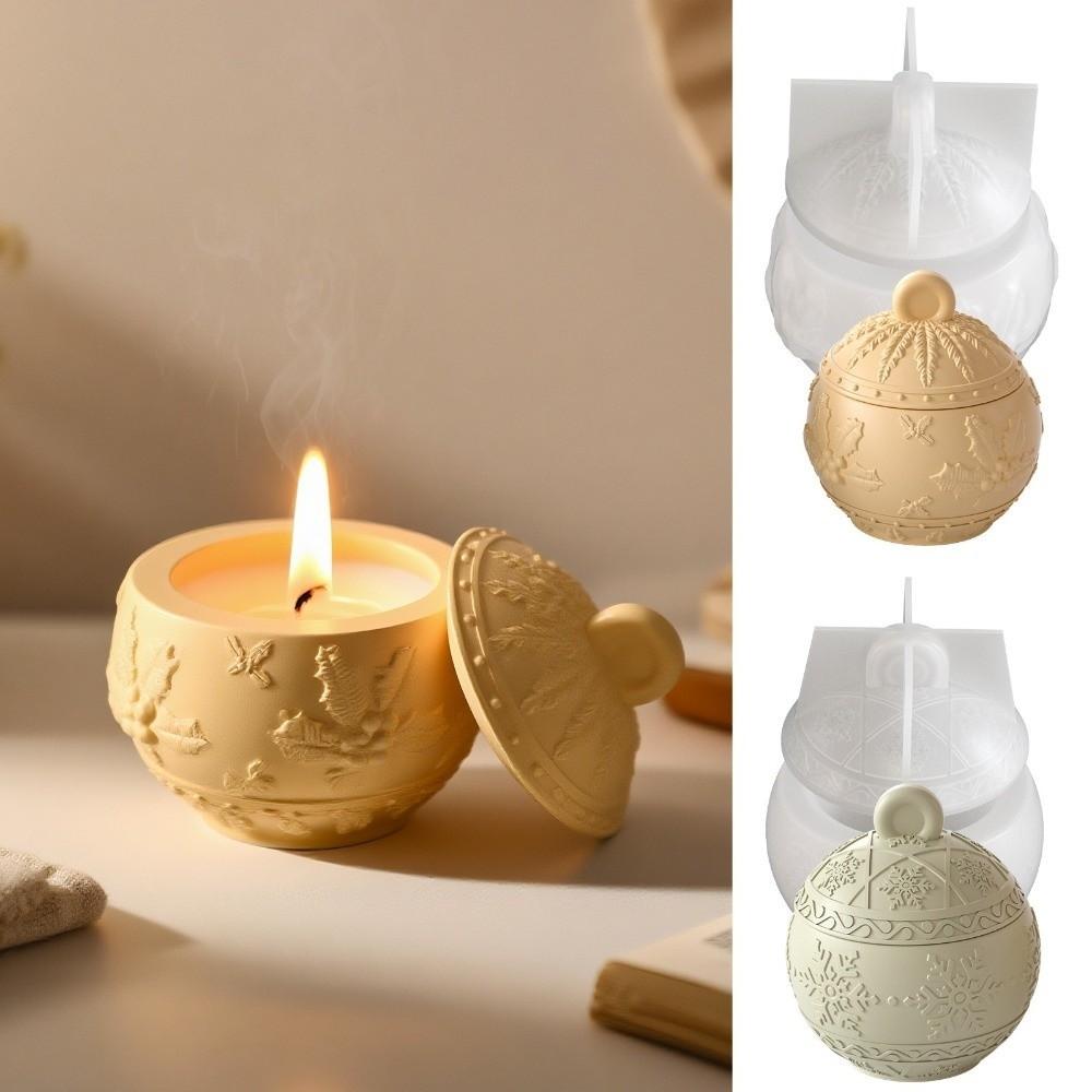 New Silicone Candle Jar Mold with Lids Craft Making Plaster Resin Molds 3D Relief Berry Design Storage Box Mold Christmas Decor