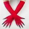 Halloween Cosplay Dark Long Gloves Fingernails for Cosplay Devil Cosume for Halloween Cosplay and Party Props  Black