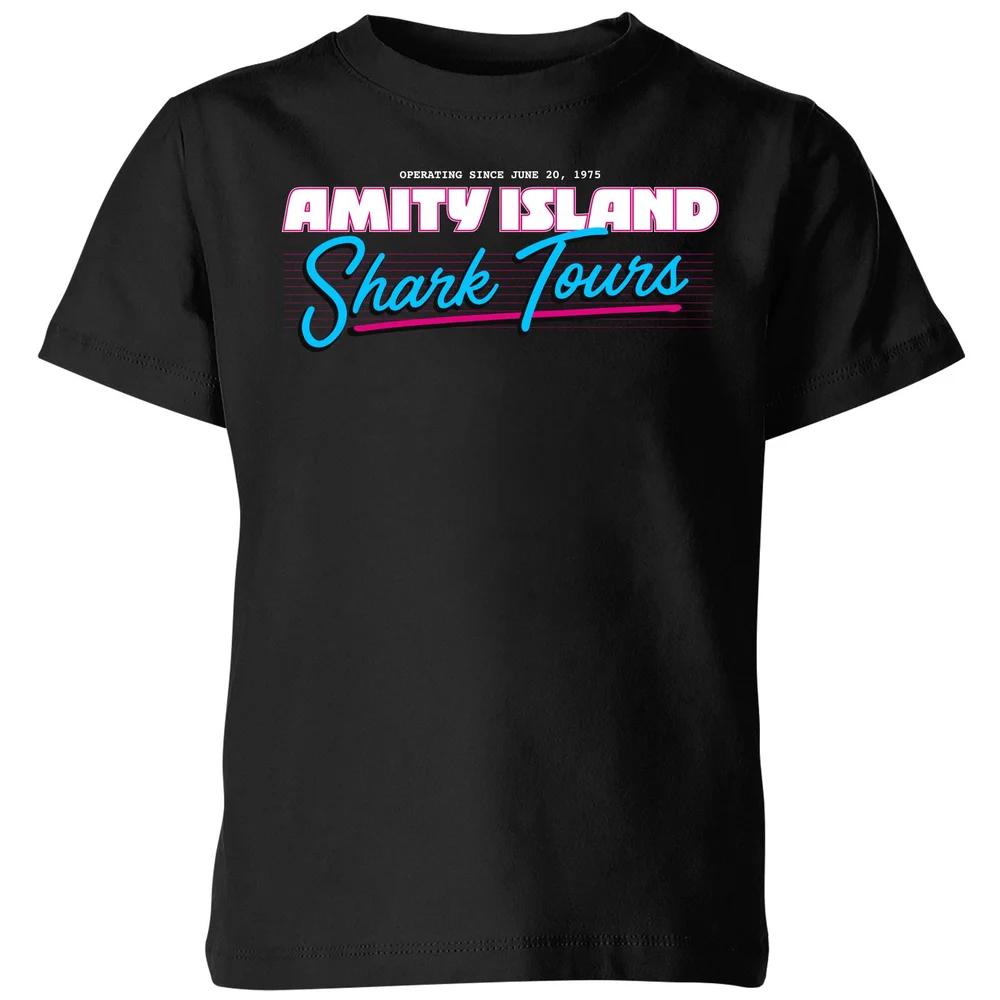 Jaws Amity Island Shark Tour Kids  T-Shirt - Black - 3-4 Years 120