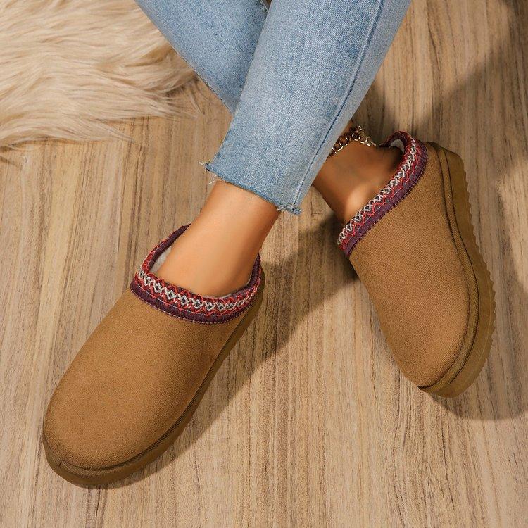 Women's Plush Lining-Soft Muffin Bottom Thick Bottom Slippers Home Outdoor Plush Slippers Thickened Warm Lightweight Comfortable Shoes