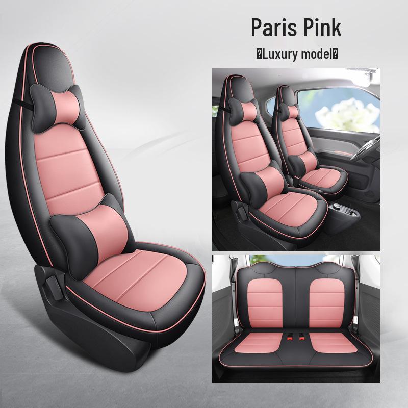 Wuling Mini Cute Cartoon Leather Car Seat Cushion Cover - Universal Fit, All Seasons