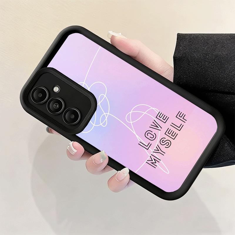 Phone Case for Samsung Galaxy A17 A16 A15 A14 A13 Love Yourself Flower Heart Line Kpop A56 A36 A26 A55 A35 A25 A54 A34 A24 A53 A
