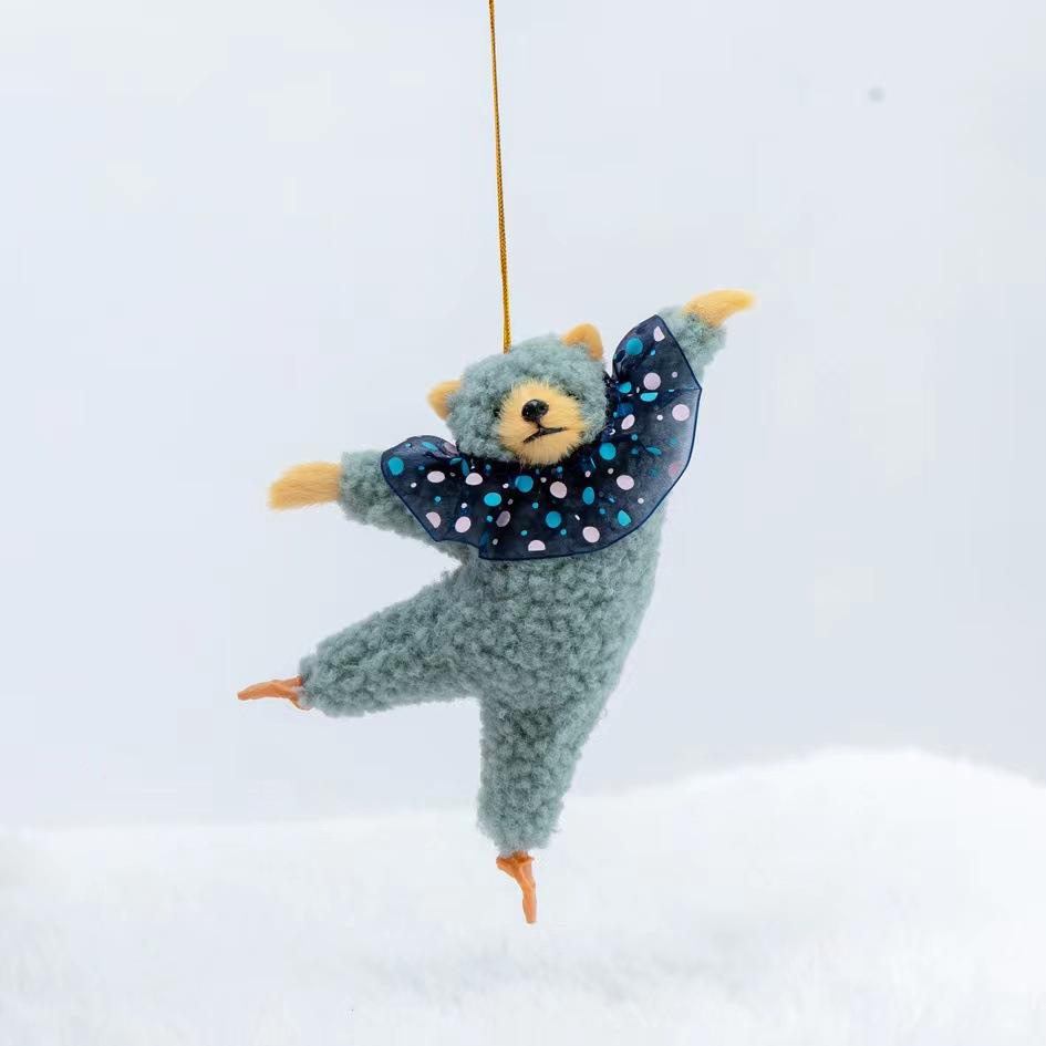 New Cartoon Kawaii Dancing Bear Plush Doll Room Bedside Pendant Creative Ins Ballet Bear Plush Car Pendant Kids Birthday Gift