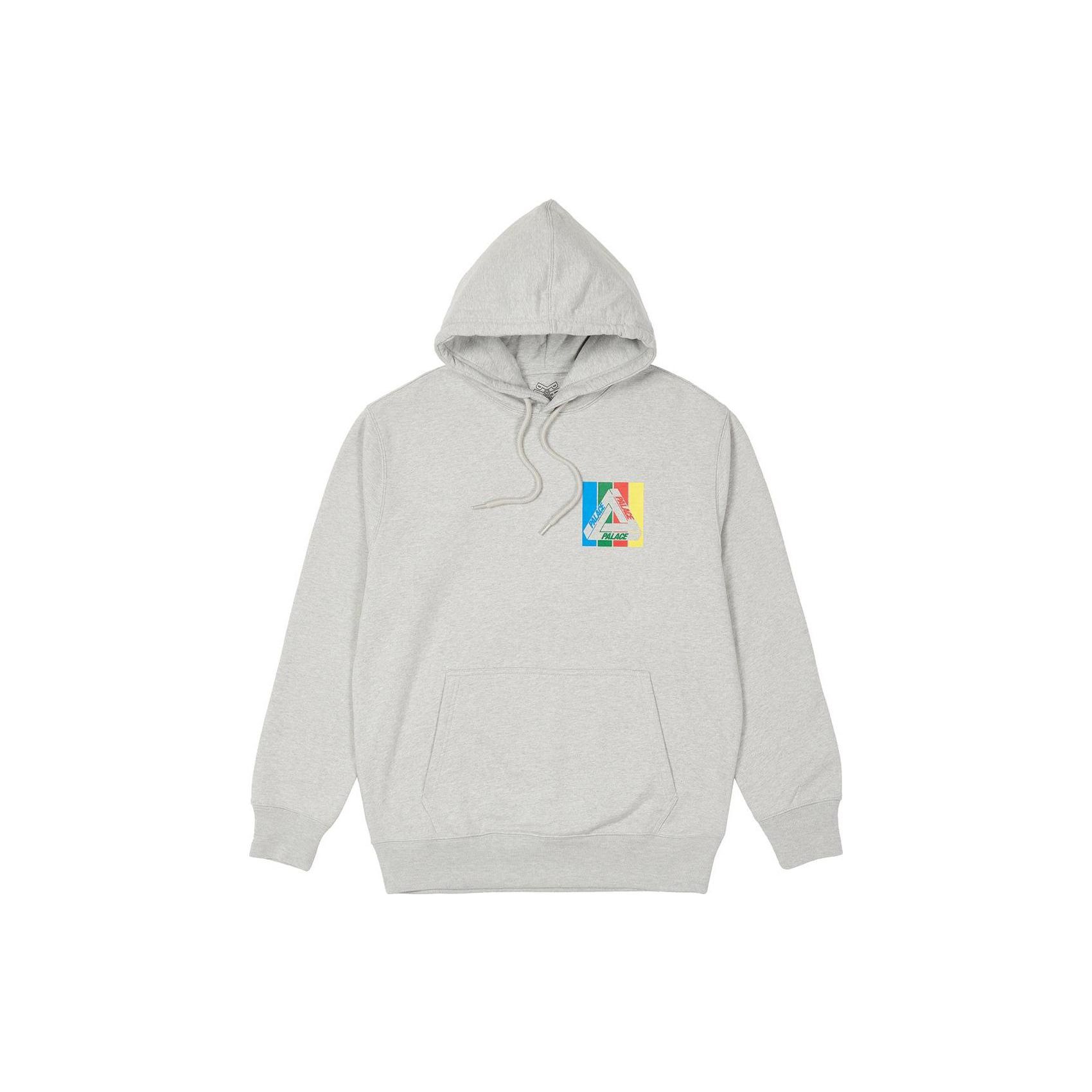 PALACE SS22 Tri-emb Hood Grey Marl Triangle Pattern Pullover Hoodie Men Grey P22HD106 S