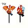 Fiery Dragon Garden Sculpture Solar Light, Fantasy Yard Stake, Waterproof Resin Ornament Gifts for Fans Statue Pathway Light Lawn Patio Decor
