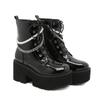 Autumn and Winter Martin Boots Pearl Chain Thick Bottom Side Zipper Women's Boots Front Lace Up Knight Boots Women's