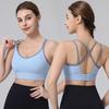 Color Block Criss Cross Back Women Push Up Sports Bra For Yoga Running Fitness